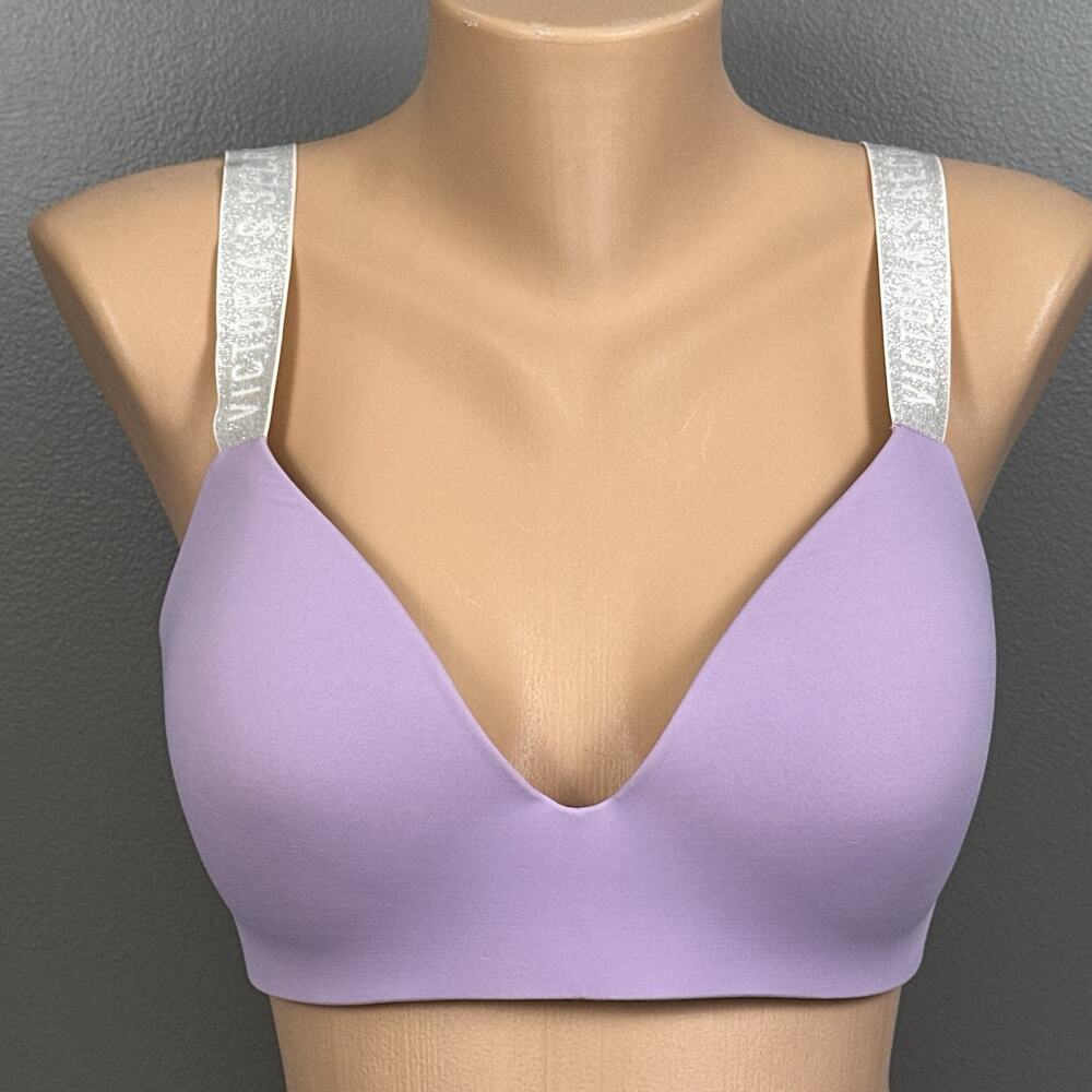 Victorias Secret Lightly Lined Wireless T-Shirt Bra Lilac Purple 36D Shine Strap